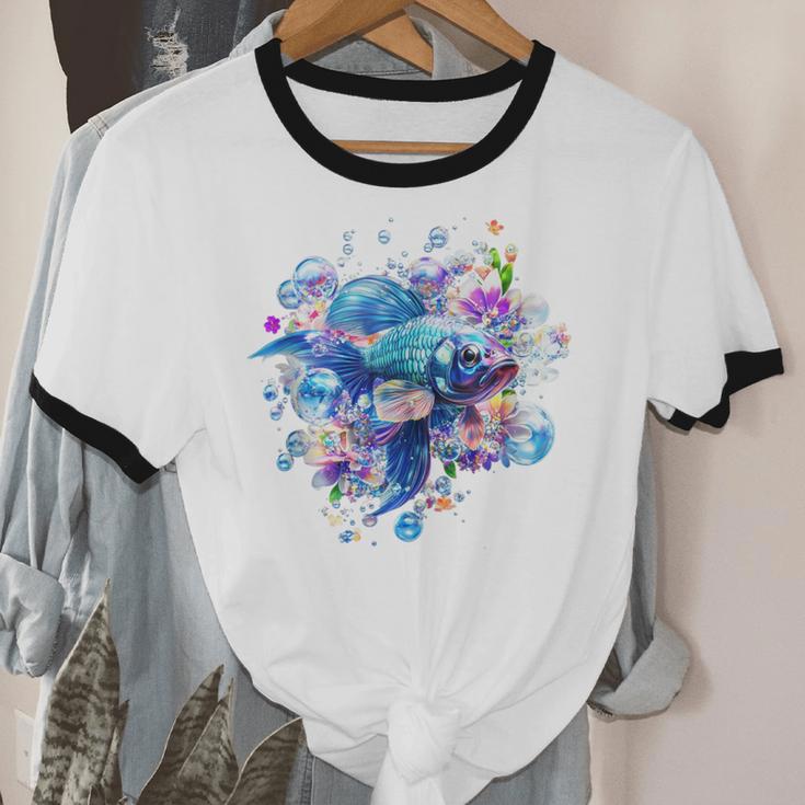 Frutiger Aero Y2K Fish Unisex Cotton Ringer T-Shirt