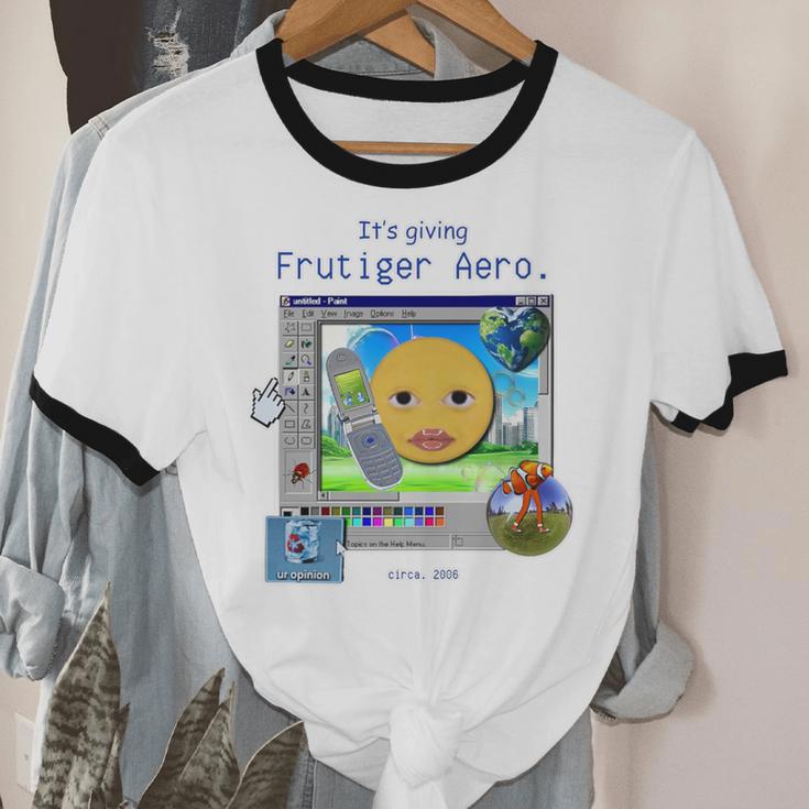 Frutiger Aero Y2K Meme Graphic 2000s Nostalgia Premium Unisex Cotton Ringer T-Shirt