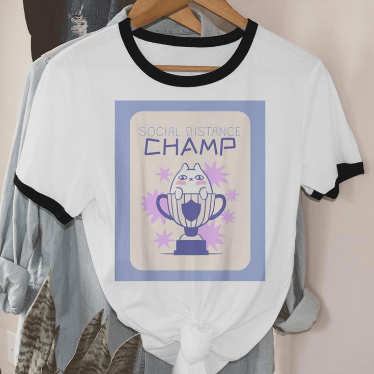 Fun Cute Introvert Cat Character Trophy For Men Women Unisex Cotton Ringer T-Shirt Fun Cute Introvert Cat Character Trophy For Men Women Unisex Cotton Ringer T-Shirt