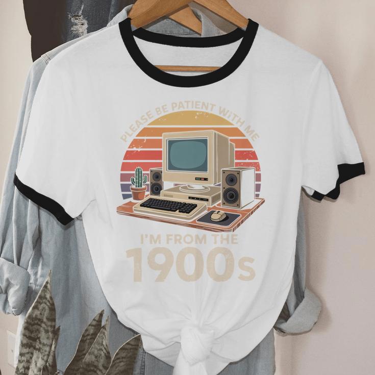 Geek Please Be Patient I'm From The 1900s Retro Computer PC Unisex Cotton Ringer T-Shirt