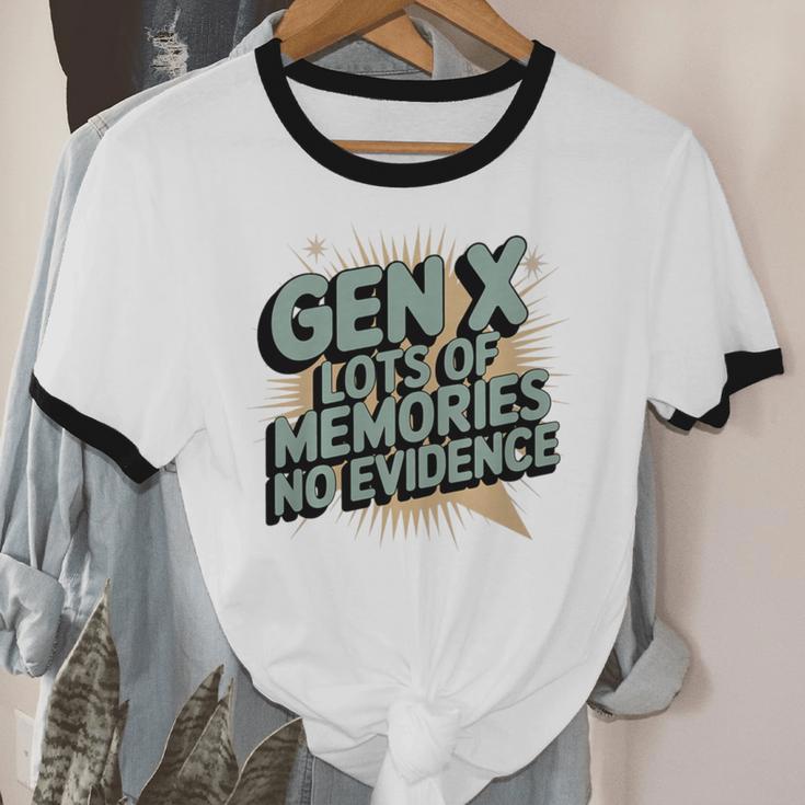 Gen X Lots Of Memories No Evidence Nostalgia Throwback Quote Premium Tri-Blend Unisex Cotton Ringer T-Shirt