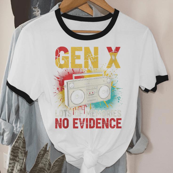Gen X Lots Of Memories No Evidence Retro Nostalgia Humor Unisex Cotton Ringer T-Shirt