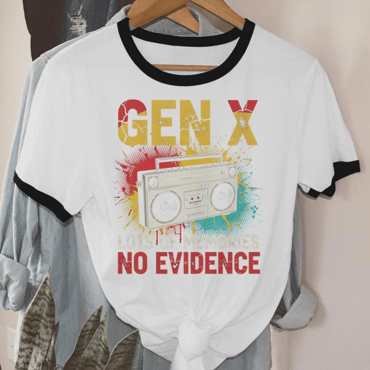 Gen X Lots Of Memories No Evidence Retro Nostalgia Humor Unisex Cotton Ringer T-Shirt