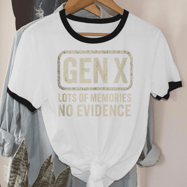 Gen X Lots Of Memories No Evidence Retro Nostalgia Unisex Cotton Ringer T-Shirt