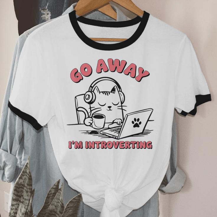 Go Away I´m Introverting Stay Home Socially Awkward Unisex Cotton Ringer T-Shirt Go Away I´m Introverting Stay Home Socially Awkward Unisex Cotton Ringer T-Shirt