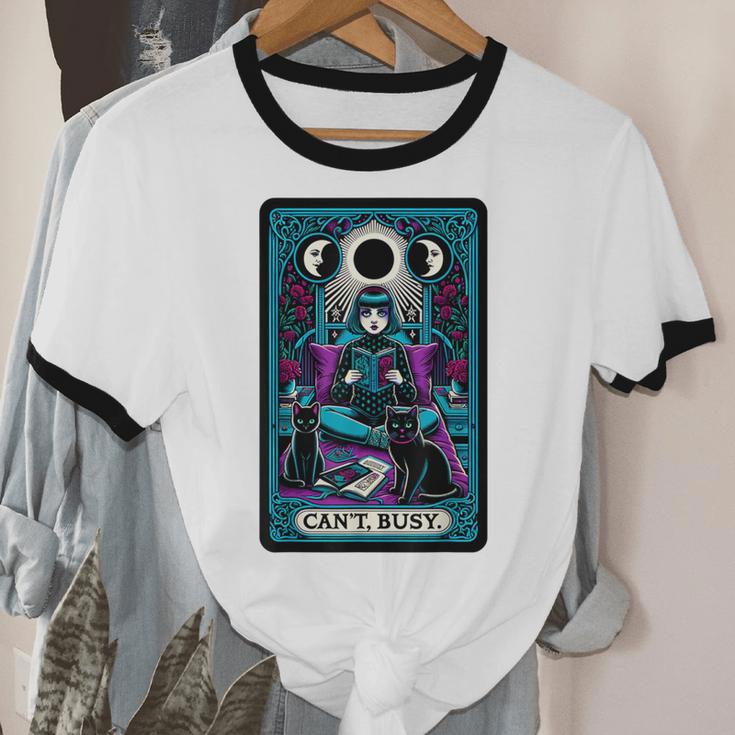 Gothic Girl Tarot Card Introverted Reader And Reading Unisex Cotton Ringer T-Shirt