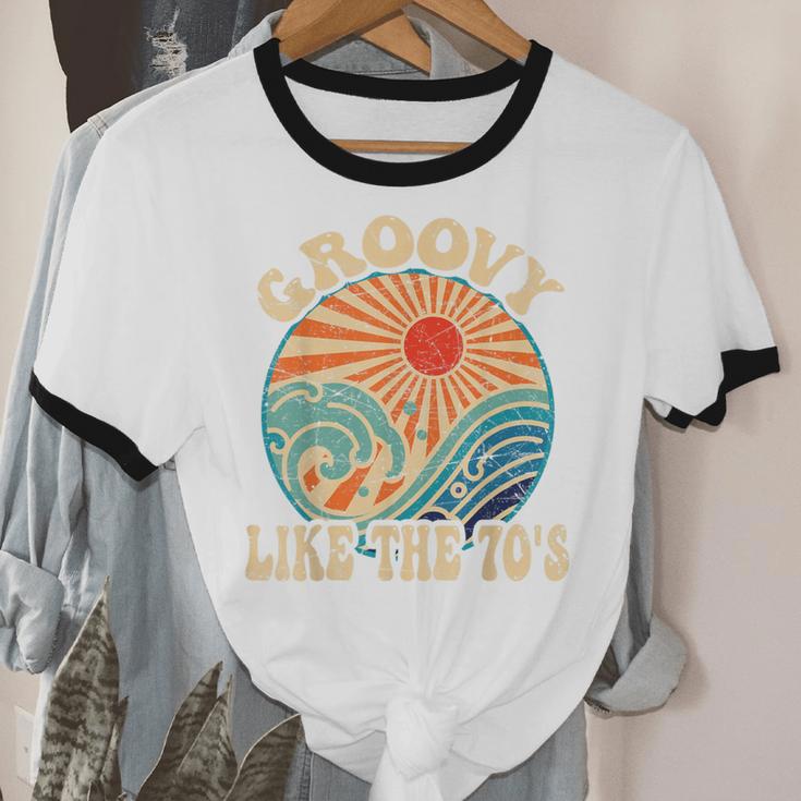 Groovy Like The 70s Aesthetic Nostalgia 1970's Retro Unisex Cotton Ringer T-Shirt Groovy Like The 70s Aesthetic Nostalgia 1970's Retro Unisex Cotton Ringer T-Shirt