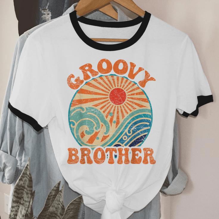 Groovy Brother 70s Aesthetic Nostalgia 1970's Retro Brother Unisex Cotton Ringer T-Shirt