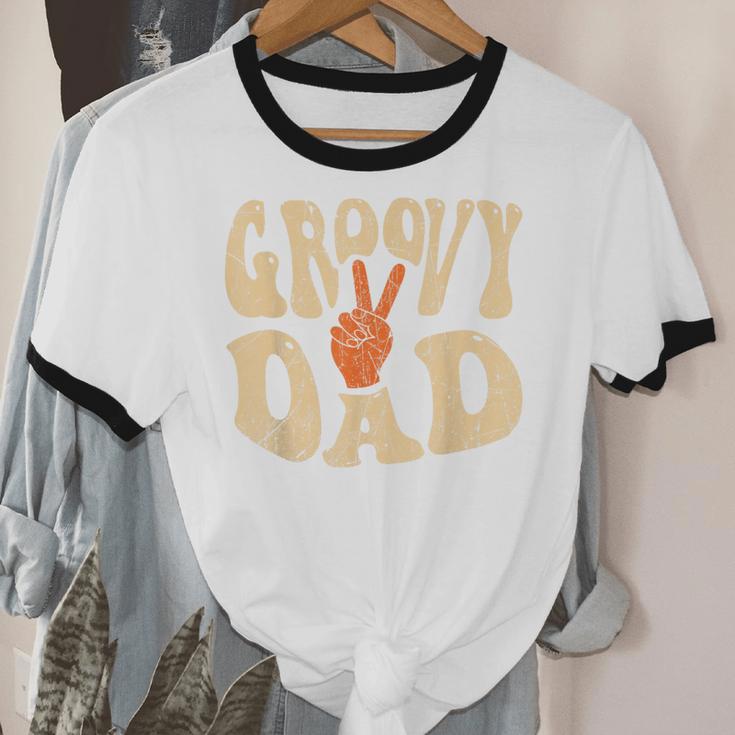 Groovy Dad 70s Aesthetic Nostalgia 1970's Retro Dad Unisex Cotton Ringer T-Shirt