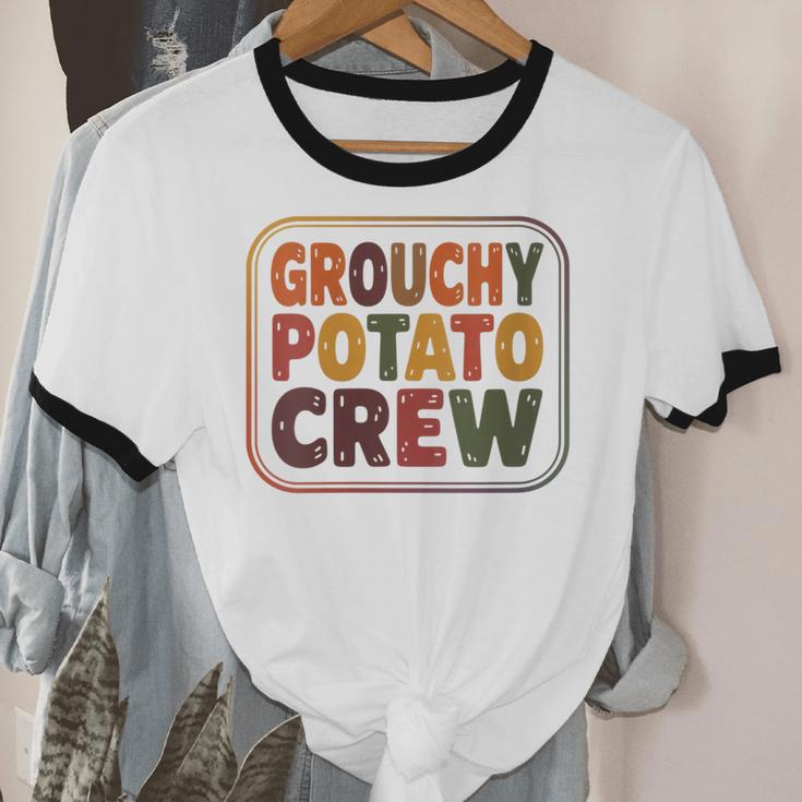 Grouchy Potato Crew Introvert Sarcasm Unisex Cotton Ringer T-Shirt