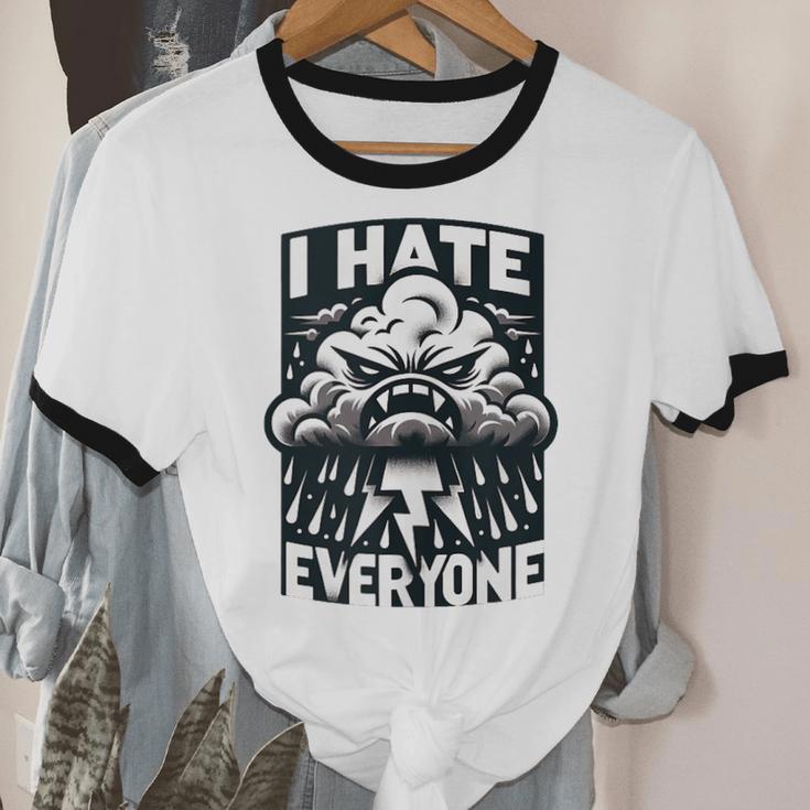 I Hate Everyone Introvert Anti-Social Dark Humor Unisex Cotton Ringer T-Shirt