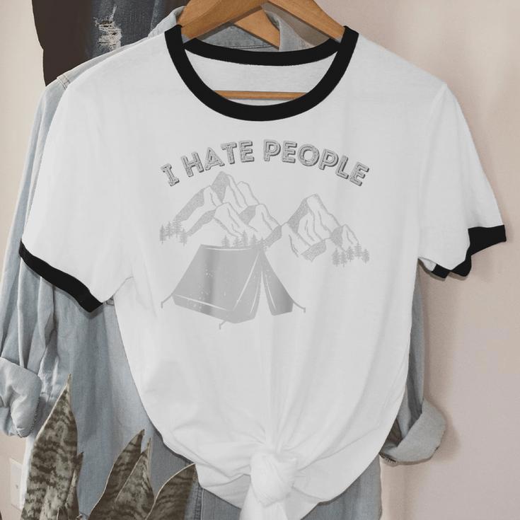 I Hate People Introvert Sarcastic I Love Camping Raglan Baseball Tee Unisex Cotton Ringer T-Shirt