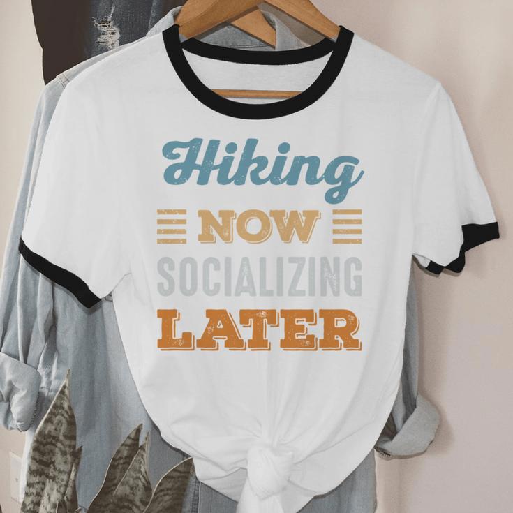 Hiking Now Minimal Socializing Introvert Vintage Unisex Cotton Ringer T-Shirt Hiking Now Minimal Socializing Introvert Vintage Unisex Cotton Ringer T-Shirt