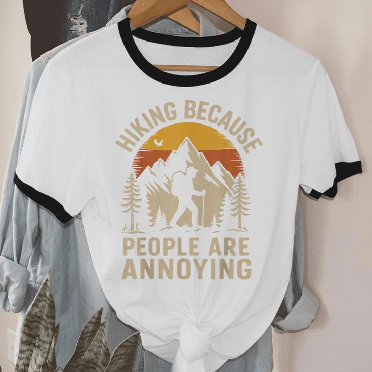 Hiking Because People Are Annoying Introvert Unisex Cotton Ringer T-Shirt
