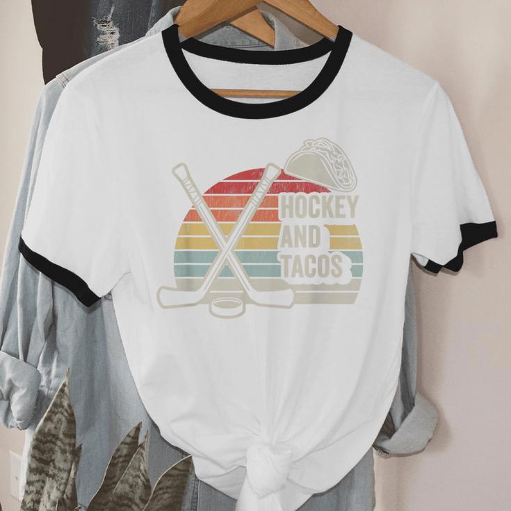 Hockey And Tacos Retro Nostalgia Lovers Unisex Cotton Ringer T-Shirt Hockey And Tacos Retro Nostalgia Lovers Unisex Cotton Ringer T-Shirt