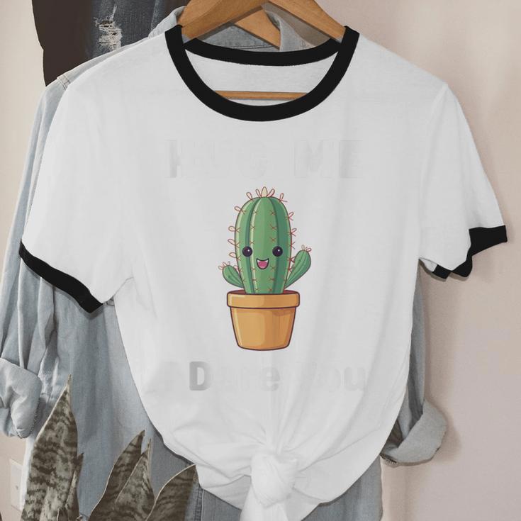 Hug Me I Dare You Introvert Cactus Tee Unisex Cotton Ringer T-Shirt Hug Me I Dare You Introvert Cactus Tee Unisex Cotton Ringer T-Shirt