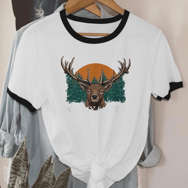Hunting For My Sanity Introvert Hunter Antisocial Unisex Cotton Ringer T-Shirt