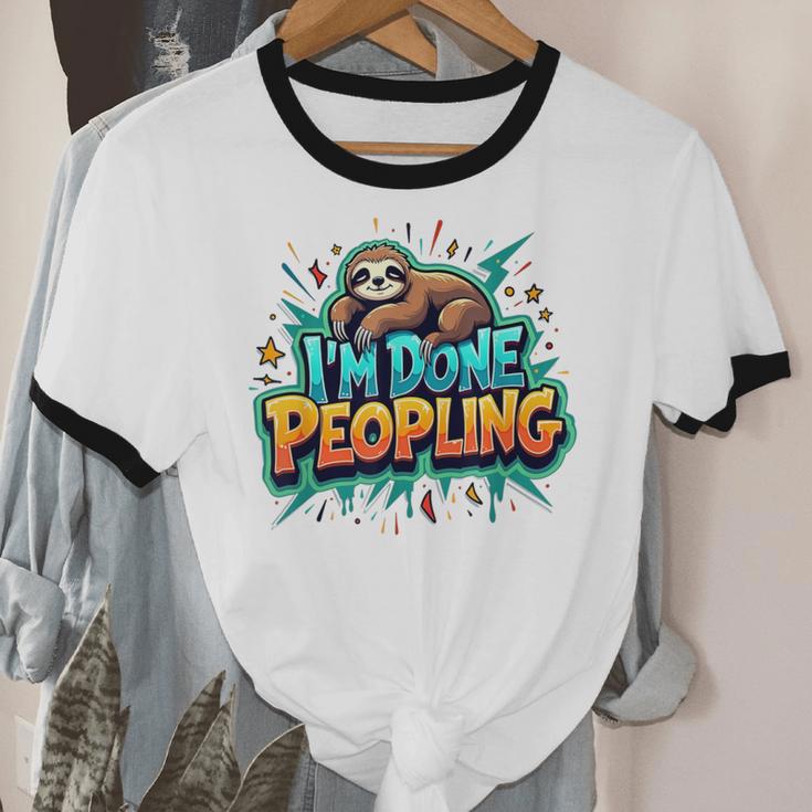 I'm Done Peopling Introvert Sloth Unisex Cotton Ringer T-Shirt I'm Done Peopling Introvert Sloth Unisex Cotton Ringer T-Shirt