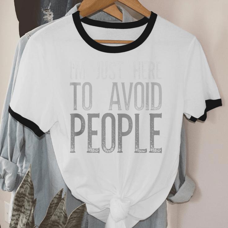 I'm Just Here To Avoid People Saying Sarcasm Introvert Unisex Cotton Ringer T-Shirt