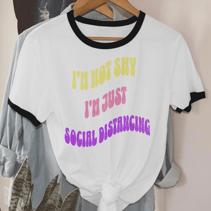 I'm Just Social Distancing Introvert Funny Unisex Cotton Ringer T-Shirt I'm Just Social Distancing Introvert Funny Unisex Cotton Ringer T-Shirt