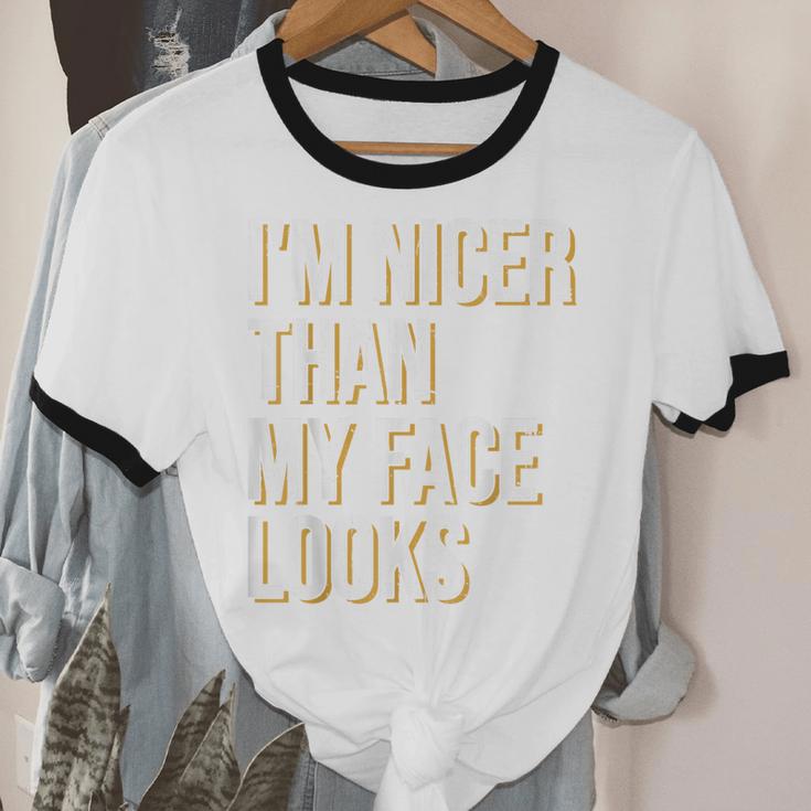 I'm Nicer Than My Face Looks Introverted Introverts Unisex Cotton Ringer T-Shirt I'm Nicer Than My Face Looks Introverted Introverts Unisex Cotton Ringer T-Shirt