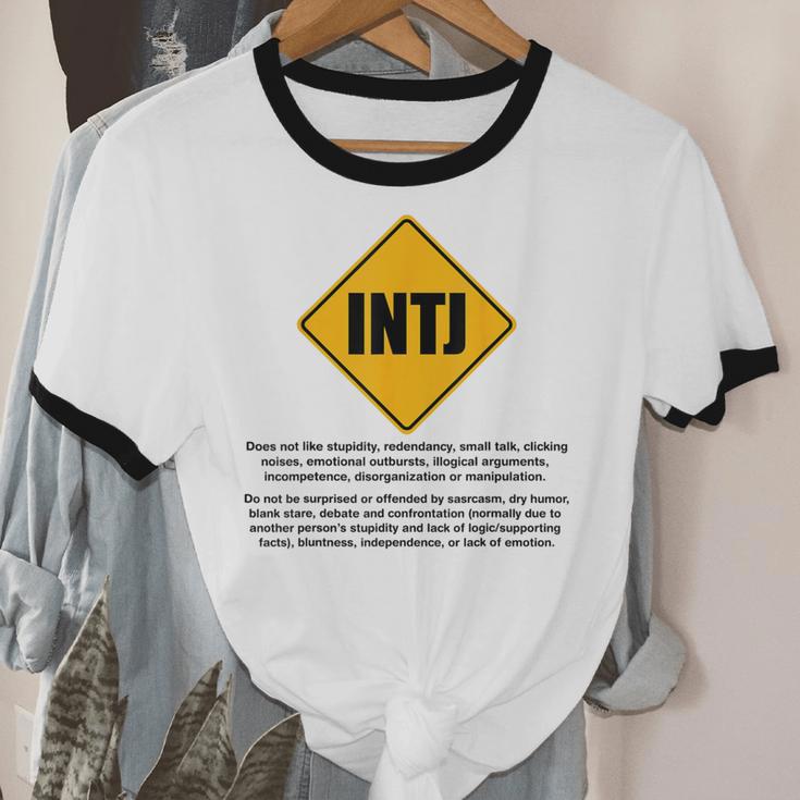 INTJ Warnings Architect Personality Type Introvert Unisex Cotton Ringer T-Shirt