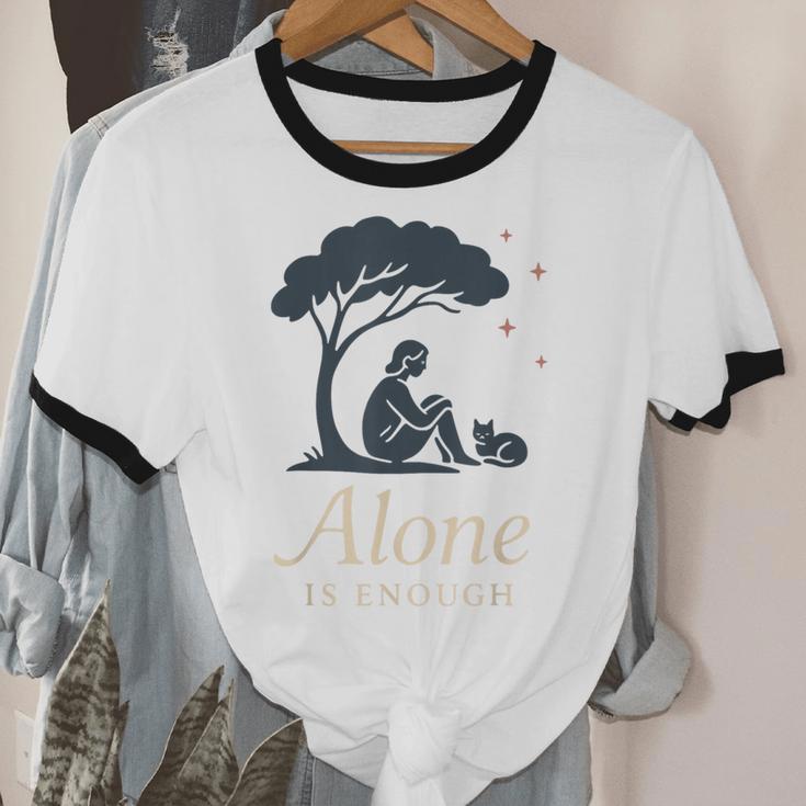 Introvert Alone Is Enough Social Battery Low Antisocial Unisex Cotton Ringer T-Shirt