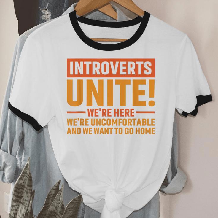 Introvert Antisocial Sarcasm Introverts Unite Anti Social Unisex Cotton Ringer T-Shirt