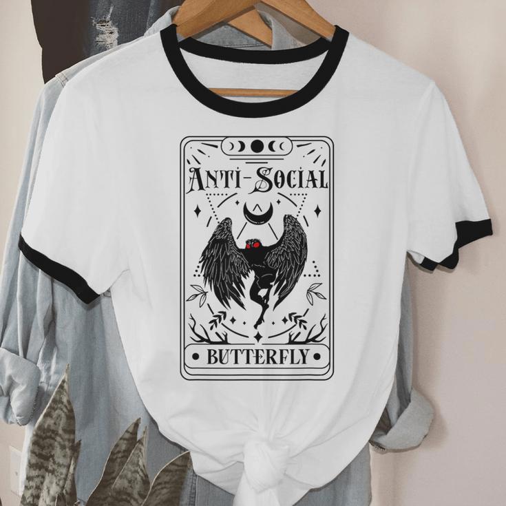 Introvert Apparel Emporium Mothman Tarot Card Antisocial Butterfly Cryptozoologist -Adults Grey Unisex Cotton Ringer T-Shirt Introvert Apparel Emporium Mothman Tarot Card Antisocial Butterfly Cryptozoologist -Adults Grey Unisex Cotton Ringer T-Shirt
