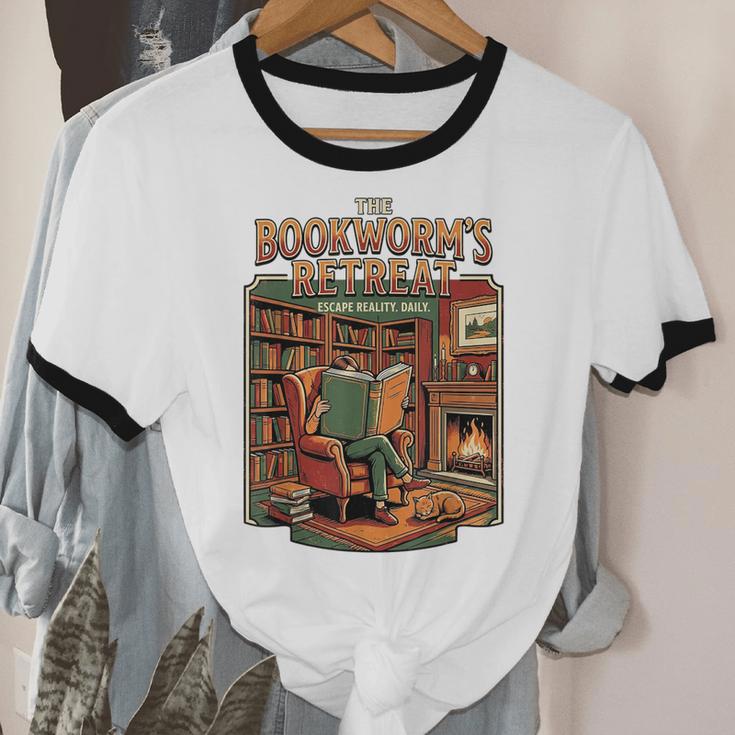 Introvert Book Lover The Bookworm's Retreat Unisex Cotton Ringer T-Shirt Introvert Book Lover The Bookworm's Retreat Unisex Cotton Ringer T-Shirt