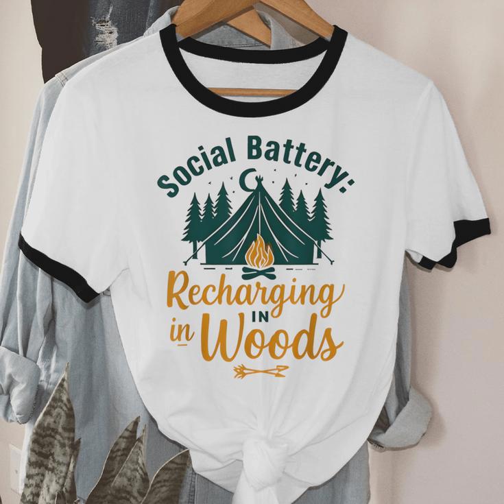 Introvert Camping Social Battery Recharging In The Woods Unisex Cotton Ringer T-Shirt Introvert Camping Social Battery Recharging In The Woods Unisex Cotton Ringer T-Shirt