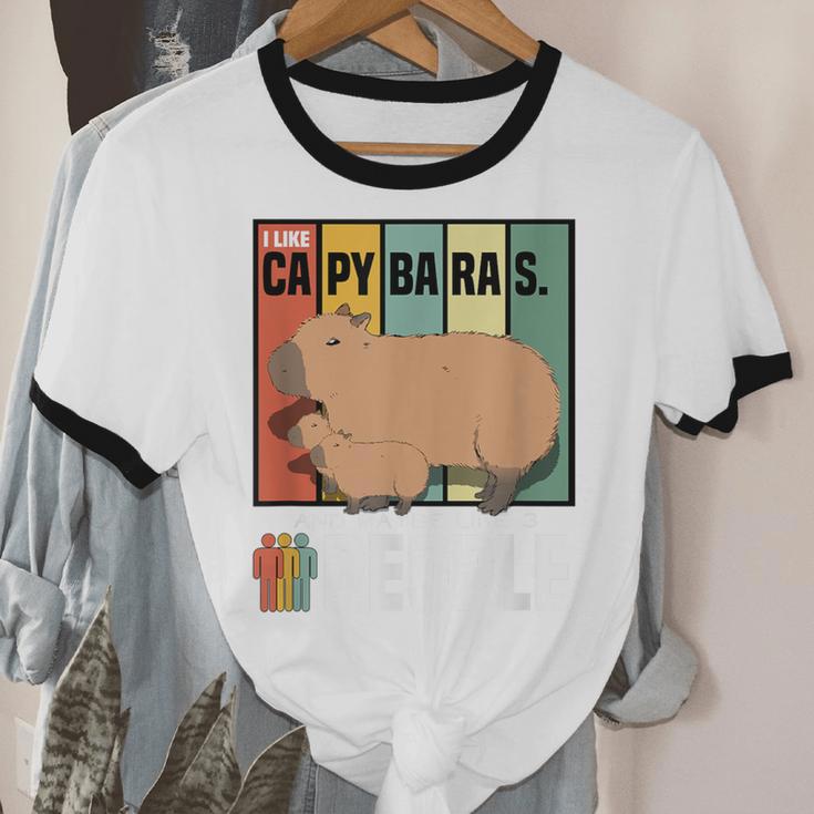 Introvert Capybara Rodent Animal Lover Antisocial Retro Unisex Cotton Ringer T-Shirt