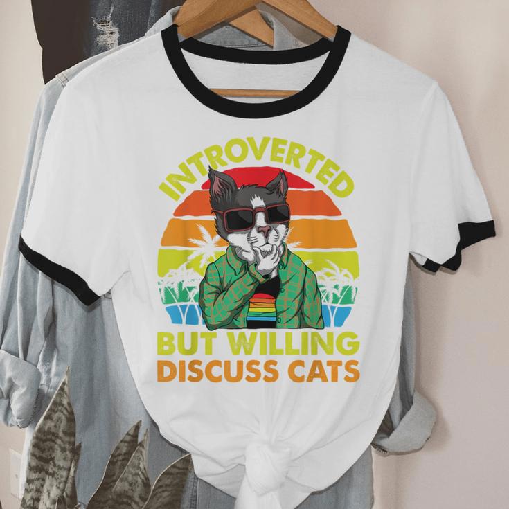 Introvert Cats Sarcasm Cat Lover Introverts Unisex Cotton Ringer T-Shirt