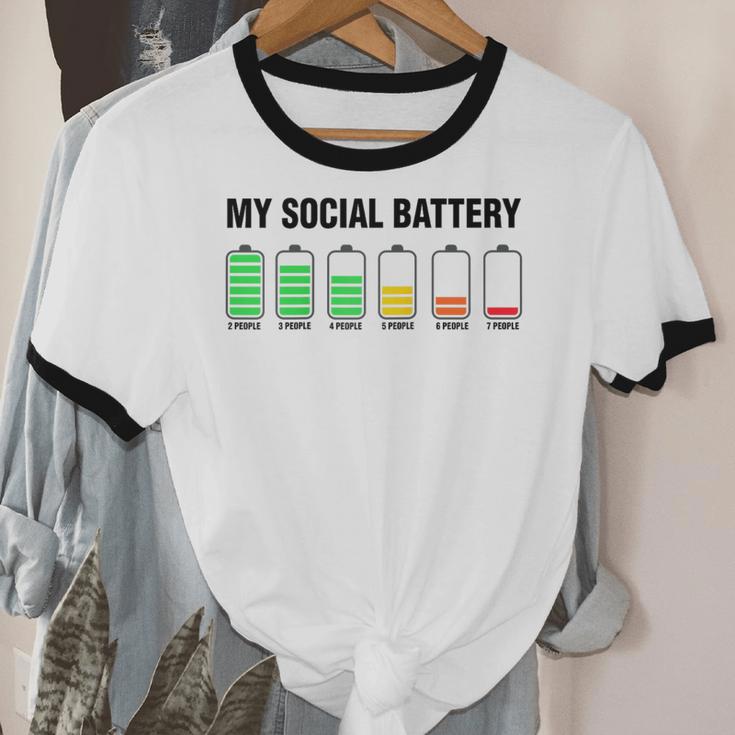 Introvert Cute My Social Battery Raglan Baseball Tee Unisex Cotton Ringer T-Shirt