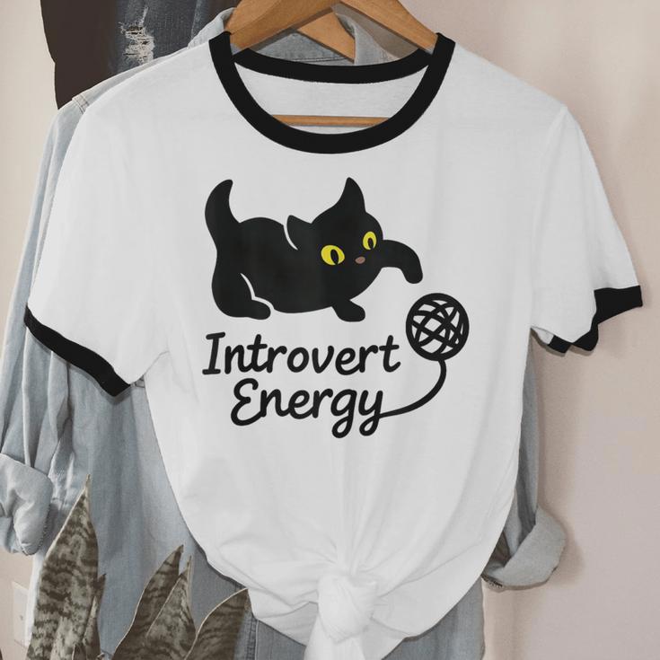 Introvert Energy Cat Love Cat Meme Unisex Cotton Ringer T-Shirt