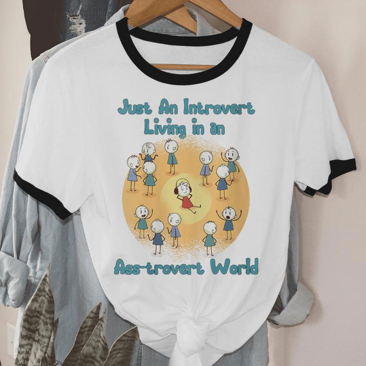 Introvert Extrovert Cartoon In Asstrovert World Unisex Cotton Ringer T-Shirt Introvert Extrovert Cartoon In Asstrovert World Unisex Cotton Ringer T-Shirt