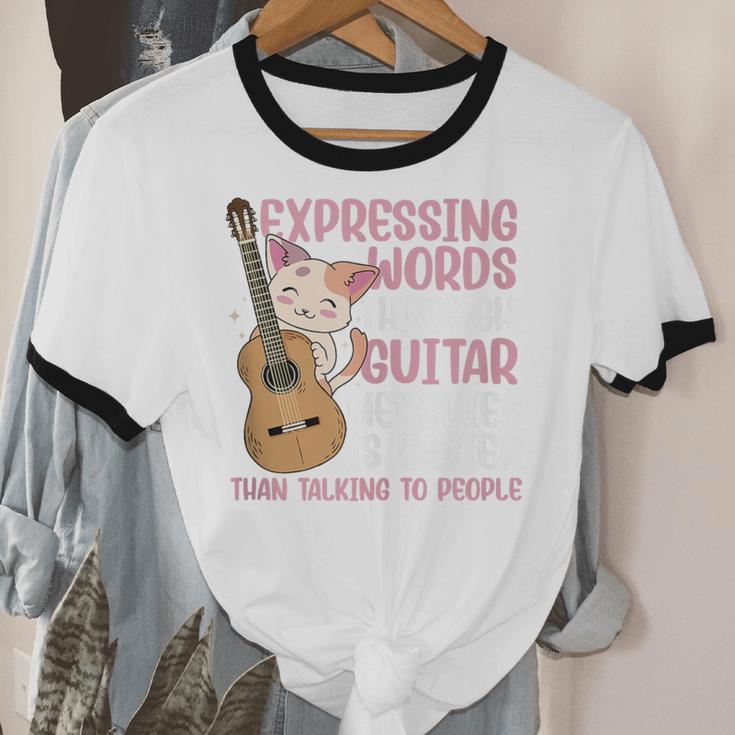 Introvert Guitarist Expressing Words Through Guitar Melody Unisex Cotton Ringer T-Shirt Introvert Guitarist Expressing Words Through Guitar Melody Unisex Cotton Ringer T-Shirt