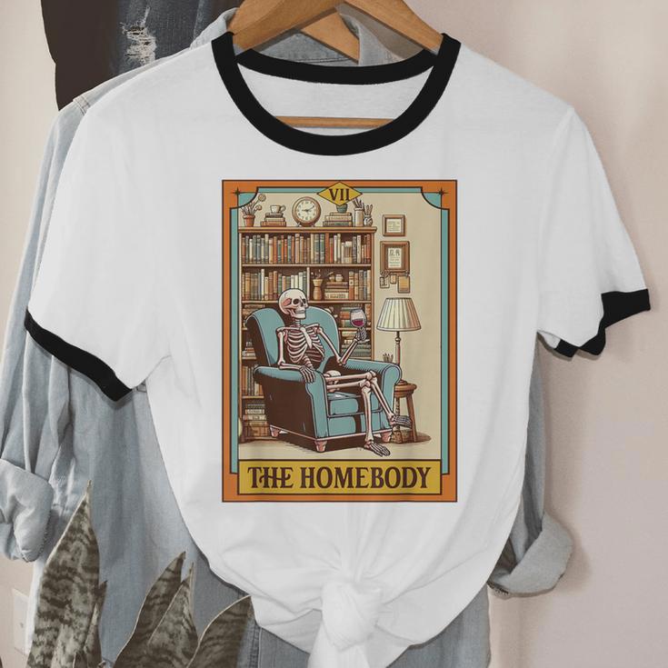 Introvert Homebody Awkward Skeleton The Homebody Tarot Card Unisex Cotton Ringer T-Shirt Introvert Homebody Awkward Skeleton The Homebody Tarot Card Unisex Cotton Ringer T-Shirt