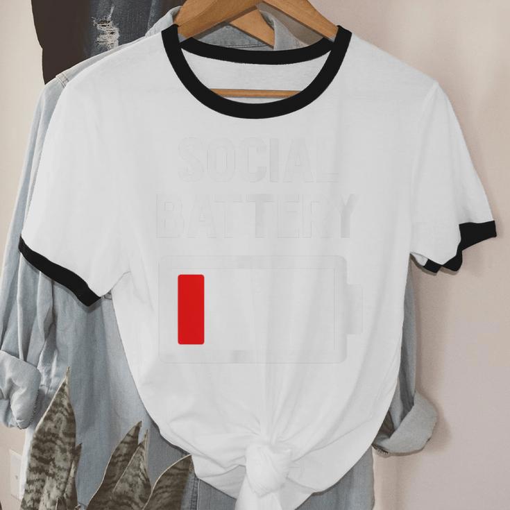 Introvert Low Social Battery Level Anti Social People Unisex Cotton Ringer T-Shirt