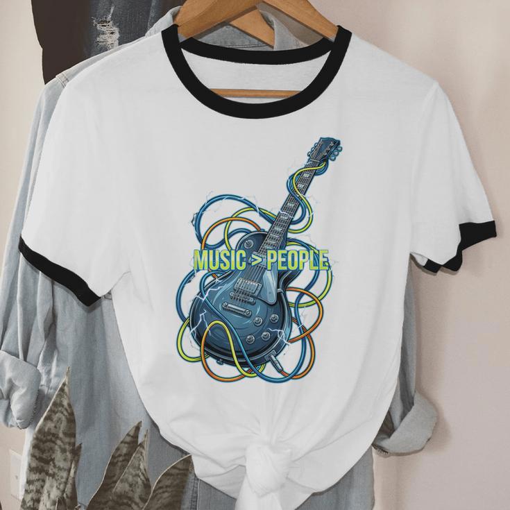 Introvert Music Lover Electric Guitar Rock Unisex Cotton Ringer T-Shirt