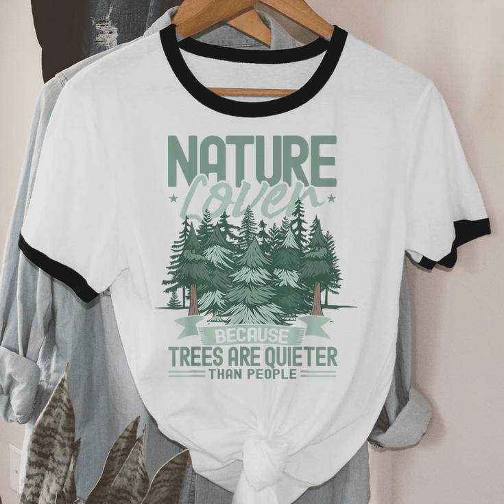 Introvert Nature Lover Introverted Forest Lover & Tree Unisex Cotton Ringer T-Shirt