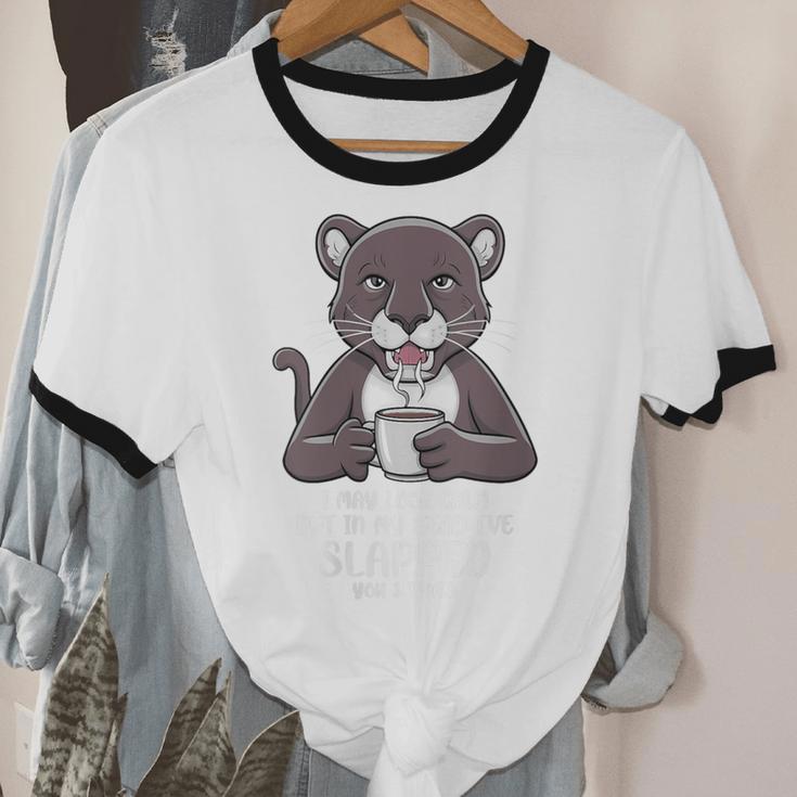 Introvert Panther And Coffee Lovers Unisex Cotton Ringer T-Shirt