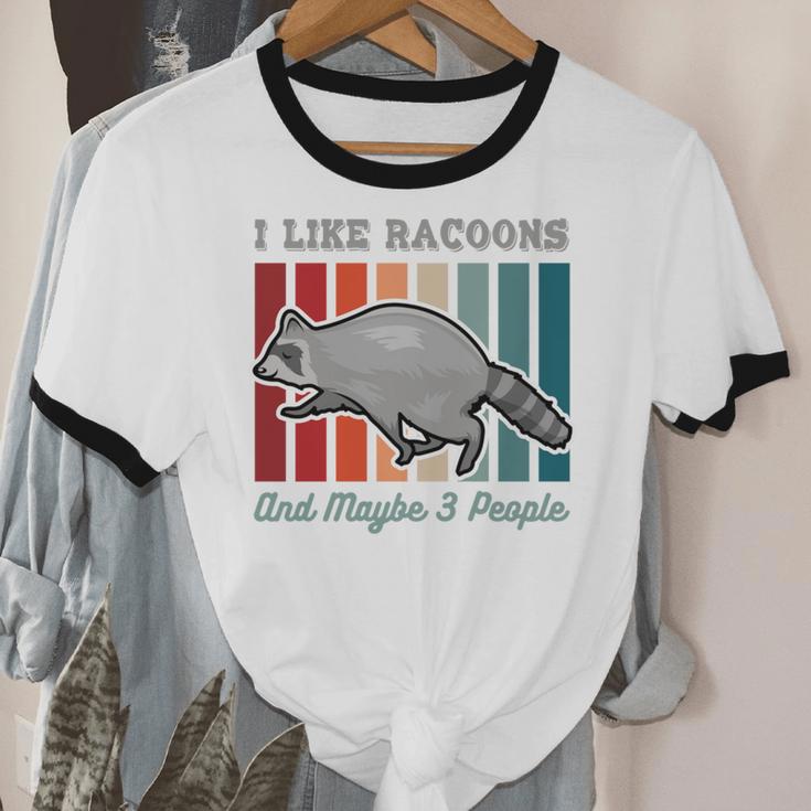 Introvert Raccoon Animal Lover Trash Panda Antisocial Retro Unisex Cotton Ringer T-Shirt