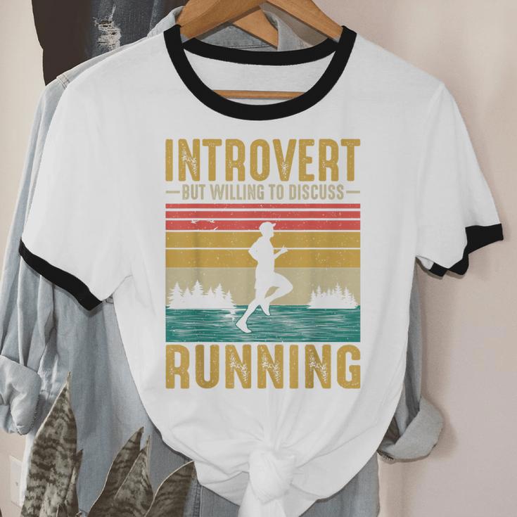 Introvert But Willing To Discuss Running Unisex Cotton Ringer T-Shirt