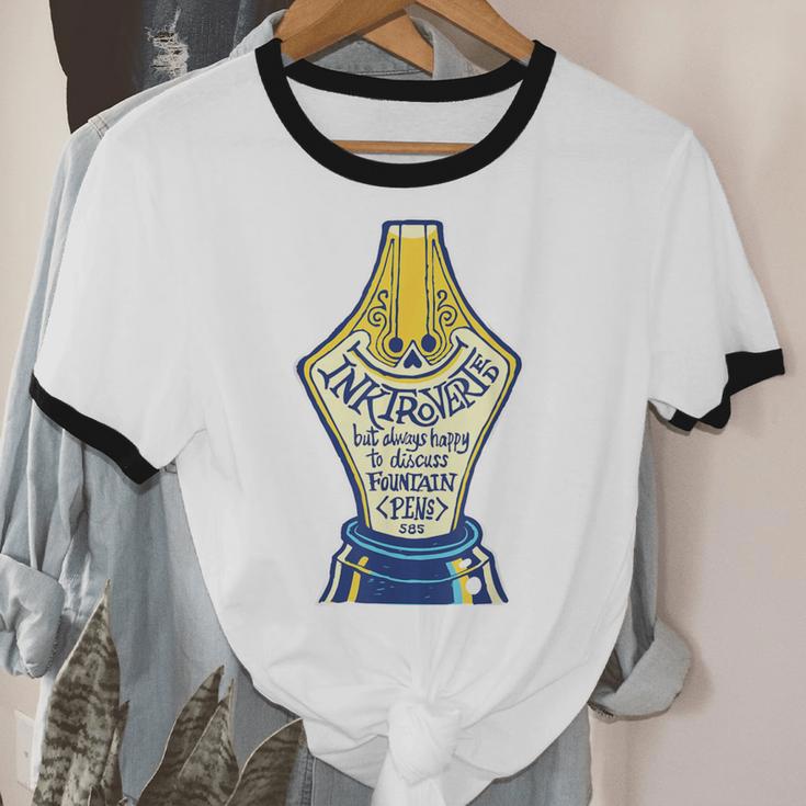Introverted Fountain Pen Enthusiast Smiling Face Unisex Cotton Ringer T-Shirt Introverted Fountain Pen Enthusiast Smiling Face Unisex Cotton Ringer T-Shirt