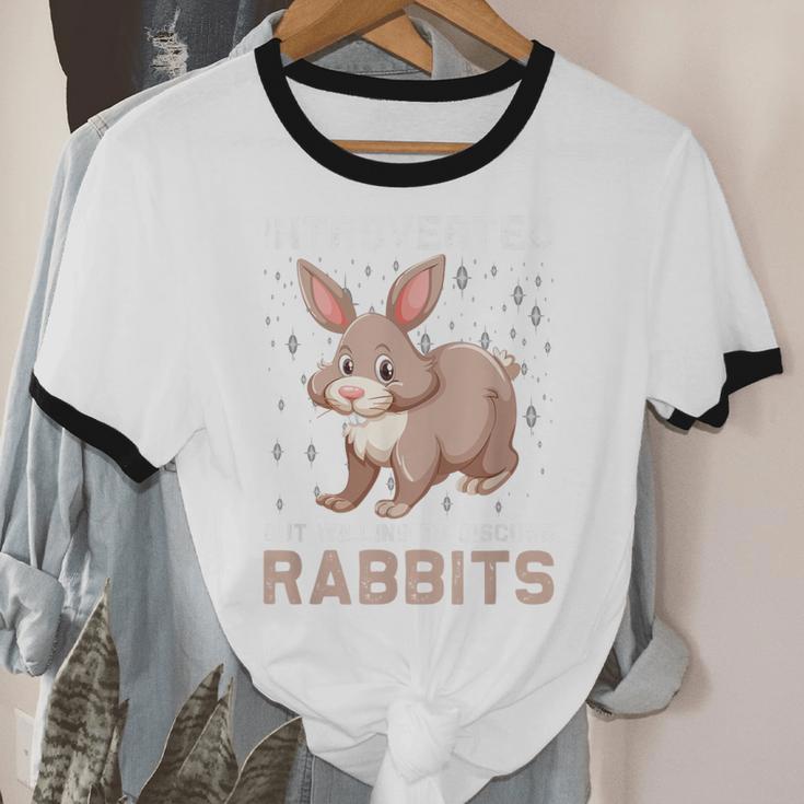 Introverted Rabbits Bunny Lover Rabbit Introvert Unisex Cotton Ringer T-Shirt