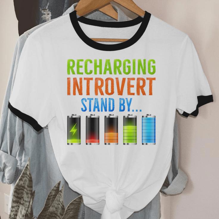 Introverted Recharging Introvert Saying Sarcasm Unisex Cotton Ringer T-Shirt