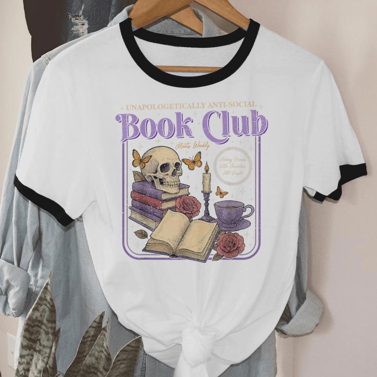 Introverted Romance Unapologetically Anti-Social Book Club Unisex Cotton Ringer T-Shirt Introverted Romance Unapologetically Anti-Social Book Club Unisex Cotton Ringer T-Shirt