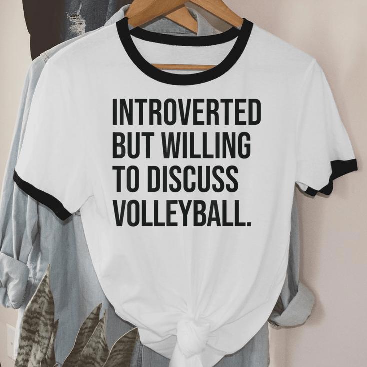 Introverted Volleyball Player Volleyball Introvert Unisex Cotton Ringer T-Shirt