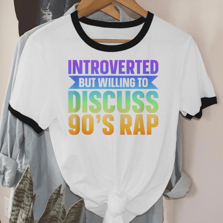 Introverted But Willing To Discuss 90's Rap Unisex Cotton Ringer T-Shirt Introverted But Willing To Discuss 90's Rap Unisex Cotton Ringer T-Shirt